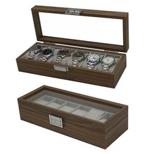 6 Slot Wooden Watch Box Black