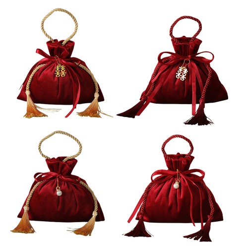 Burgundy velvet tassel pearl - velvet,