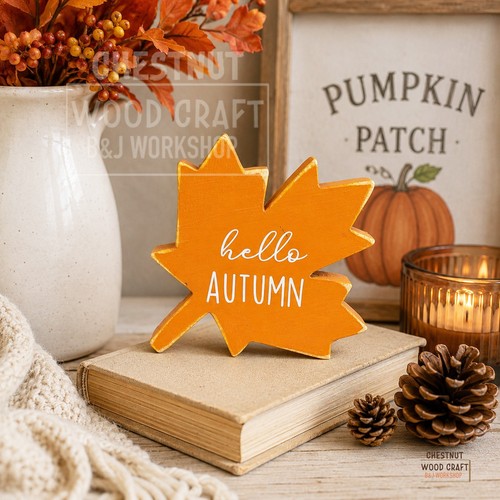 Wooden maple leaf decoration - wooden,
