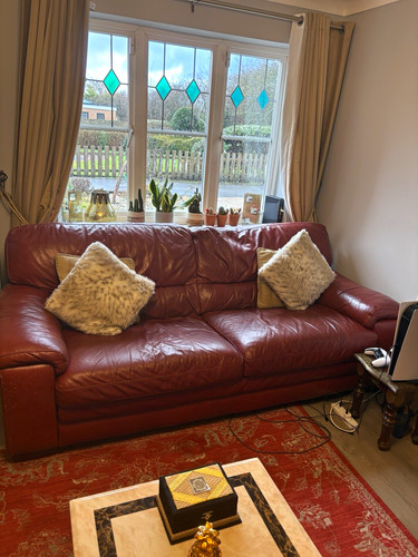 Red leather sofa set 2x3 - leather,