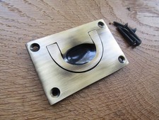 ANTIQUE BRASS chest handle vintage old English furniture recessed drawer cupboar