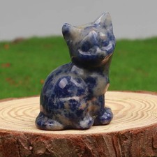 Crystal Cat Figurines – Hand-Carved Natural Stone Animal Cats Figures for Chakra