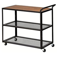 Wood Metal Serving Trolley Wheeled Rolling Rolling Extra Storage Service Present