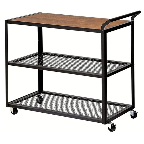 Wood metal serving trolley - wood,