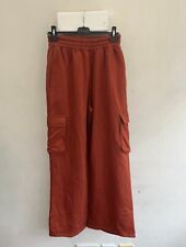 Boohoo Women's High Waisted Cargo Trousers Polyester Pants Orange Size Medium