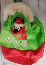 DISNEY STORE Mickey mouse Christmas sack plush velour red & green