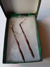 Silve Plate Enamel Bassoon Earings Future Primitive Vintage USA