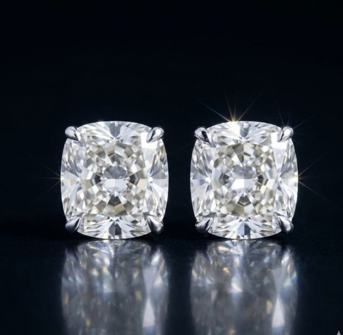 Elongated cushion diamond stud - elongated,