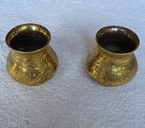 Pair engraved etched - etched, brass