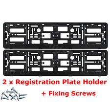 2x Black License Number Plate Holder Surround Frame for Jaguar Car + Screws