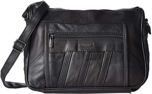 Leather ladies handbag black - leather,