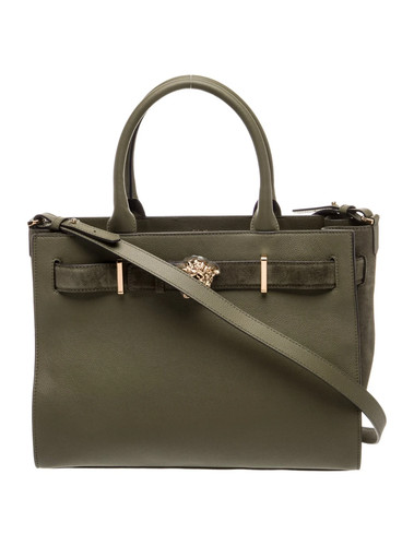 Versace grained green leather - grained,