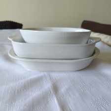 3 White Ceramic Baking/Gratin/Serving Dishes