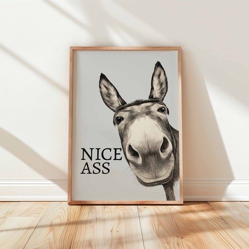 Funny donkey wall art - donkey,