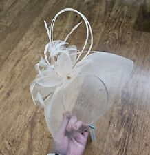 Max and Ellie Beige Taupe Wedding Ascot Disc Headpiece Fascinator Hat Natural