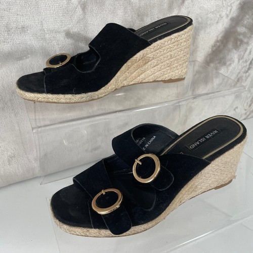 River island black suede wedge - river,
