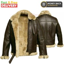 MENS B3 SHEEP SKIN LEATHER RAF AVIATOR BOMBER WINTER FLYING PILOT JACKET COAT