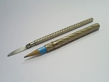 ANTIQUE VICTORIAN SILVER PLATE EAGLE PENCIL CO/NEW YORK HOLDER AND QUILL CUTTER