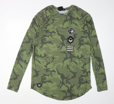 Bee Inspired Men's Green Camo Long Sleeve T-Shirt