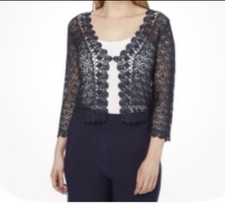 Roman Original Ladies Crochet Shrug Navy