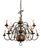 Huge Vintage Flemish Double 12 Arms lights Castle Chandelier brass  Exquisite