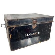 Vintage Manager Metal Lock Box 48x34x28xm Large Storage Display Hinged Lid