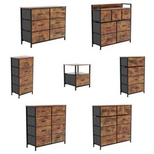 Modern Chorley Fabric 'UKFR' Chest of Drawers Dresser Storage, Rustic Brown