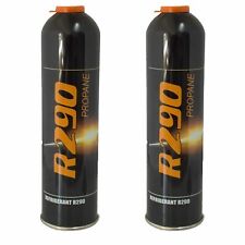 2 x REFRIGERANT GAS CAN R290 PROPANE 370g DISPOSABLE BOTTLE FOR REFRIGERATION