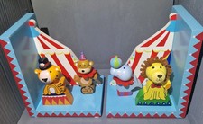 Decorative Circus  Style Lion Tiger Monkey Wooden Pair Bookends