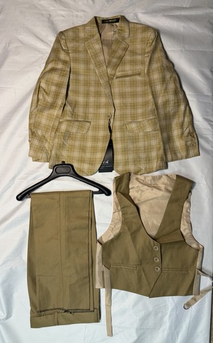 Boys beige check piece - beige, suit