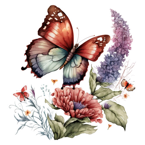 Car sticker red butterfly - 8,