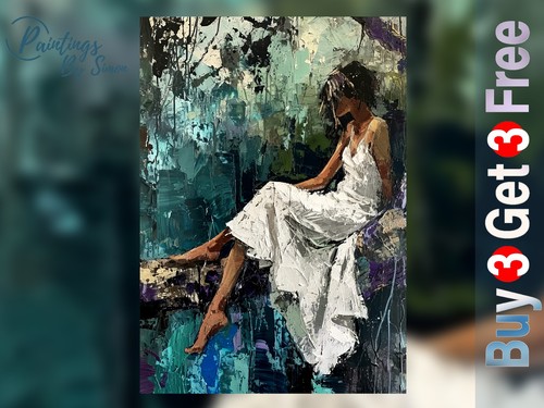 Woman white dress x7 - dress, 5"x7"