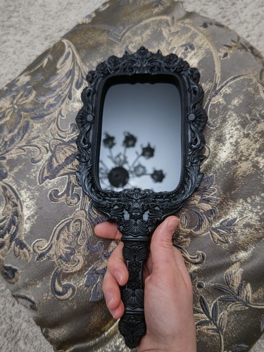 Black mirror wooden wall - black,