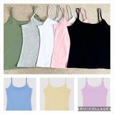 ??Primark Ladies Women Stretch Cami Vest Nude Black Strap Top Size 4-24 ??