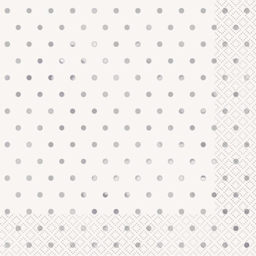 Silver white party napkins - &,