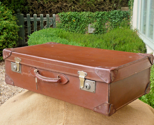 Vintage leather suitcase with - leather,
