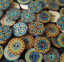 Pack 8, 25mm Wood Buttons, Large Wooden Buttons, Vintage Style Button