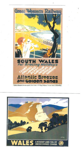 Railway poster 2 postcards - railway,
