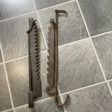 Antique wrought iron pot hanger chimney trammel fireplace cooking x2 