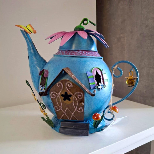 Metal teapot fairy - teapot, garden