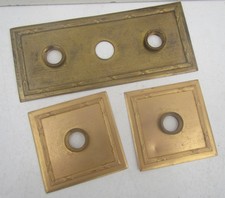 3 x Vintage Ornate Antique Brass Bell / Light Switch Covers