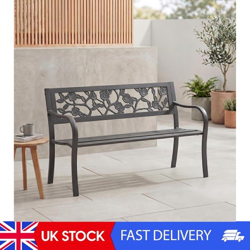 Steel garden bench - bench,, rose