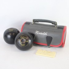 HENSELITE Crown Conquest Twinring Bowls Pair 2-06 Bias 2 Full w/Bag & Marker-ALW