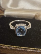 Elegant Sterling Silver Sky Blue Topaz Ring – Large Pillow/Cushion Cut (.925) 