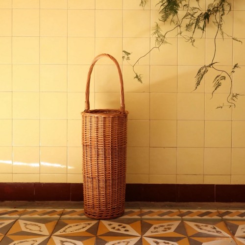 Woven wicker umbrella stand - woven,