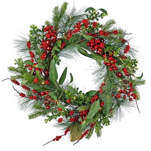 Light christmas wreath red - up,