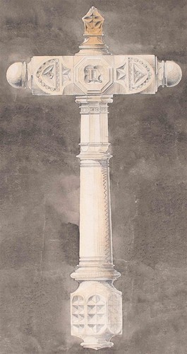Scepter cross carved ornament - scepter,