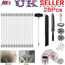 Chimney Sweep Set 6inch Flue Sweeping Brush & Rod Kit Soot Cleaning Rods Set *^#