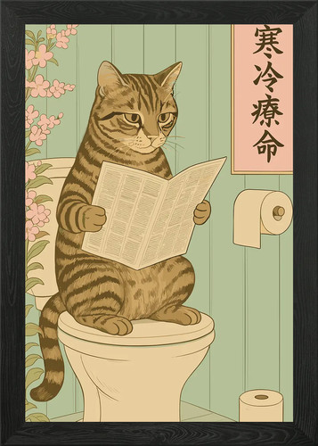 Cat reading newspaper - reading, on