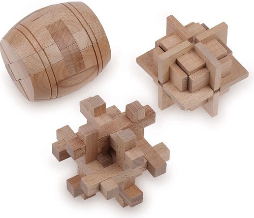 Wooden brain teaser - 3d, puzzle